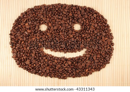 Background with face made from coffee beans.