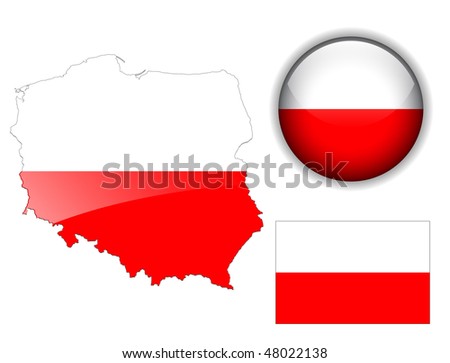 Polish flag, map and