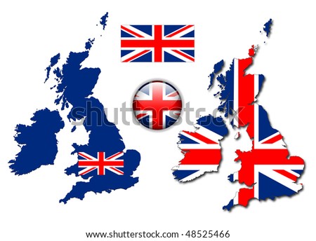 England flag, map and