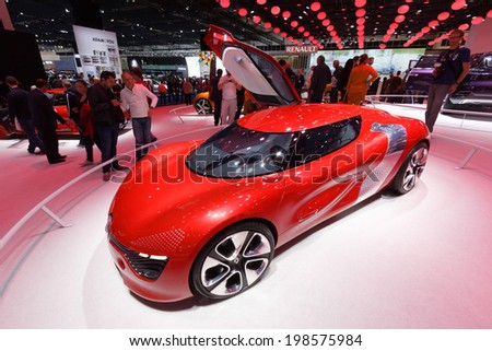 FRANKFURT, GERMANY - SEP 20: Renault DeZir electric car at IAA motor show on Sep 20, 2013 in Frankfurt. More than 1.000 exhibitors from 35 countries are present at the world\'s largest motor show.