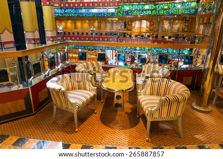 AMSTERDAM - SEP 2: Interior of  the Costa Fortuna cruise ship on Sep 2, 2014 in Amsterdam, The Netherlands. The ship is part of a fleet of 17 ships owned by Costa Cruises.