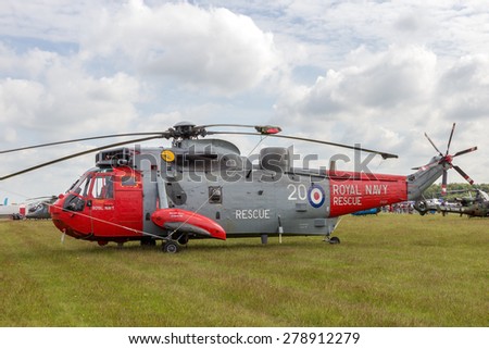 GILZE RIJEN, THE NETHERLANDS - JUNE 21, 2014: British Royal Navy Seak King rescue helicopter at the Dutch Air Force Open House.