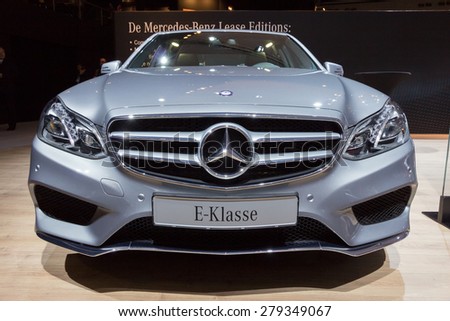 AMSTERDAM - APRIL 16, 2015: Mercedes-Benz E-Class car at the AutoRAI 2015. E-class is a range of executive cars manufactured by Mercedes-Benz in various configurations produced since 1993.