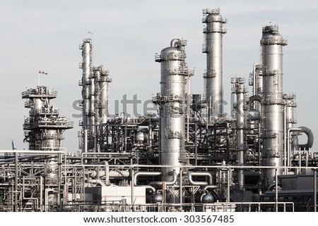 Pipelines of a oil and gas refinery industrial plant.