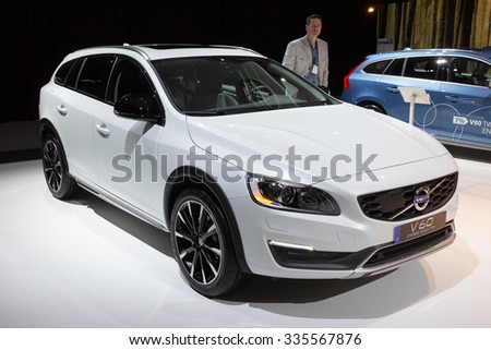 AMSTERDAM - APRIL 22 - Volvo V60 Cross Country car on display at the AutoRAI motorshow. April 22, 2011 in Amsterdam, The Netherlands.