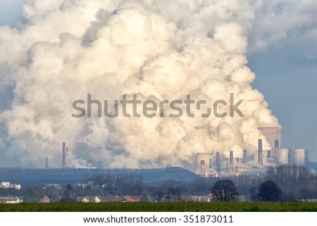 Brown coal power plant emission.