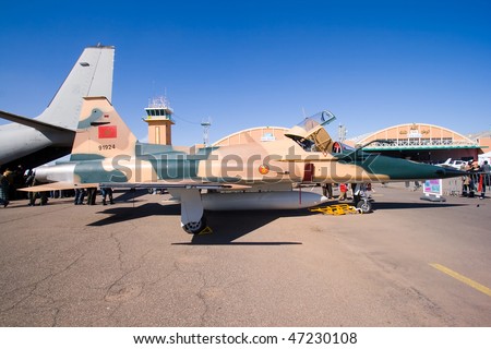 FRA: Photos F-5 marocains / Moroccan F-5  - Page 6 Stock-photo-marrakech-morocco-january-moroccan-f-e-tiger-at-marrakech-air-expo-january-in-47230108