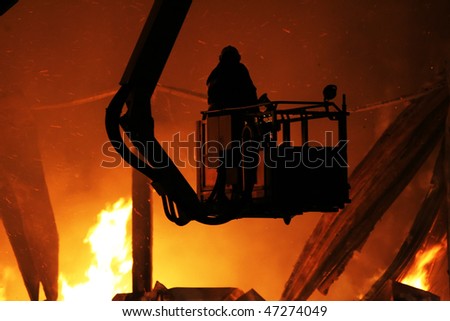 A firefighter in action