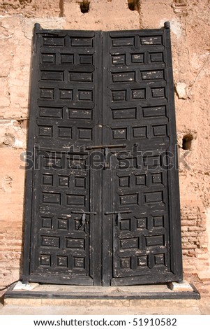 Entrance door in the El Badi Palace in Marrakech, Morocco