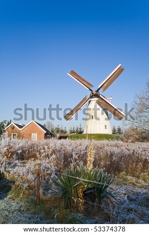 Windmill in Holland during winter