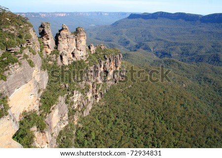 Three Sisters rock formation in the Blue Mountains National Park in New South Wales, Australia