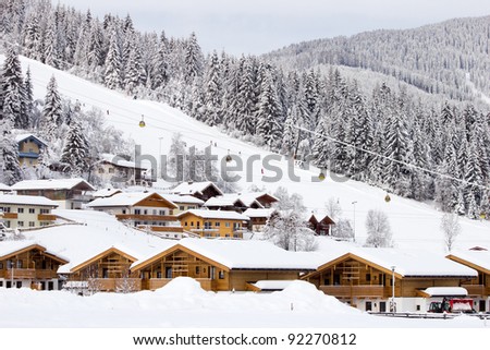 Ski slope at Flachau. A ski resort in the Austrian Alps.