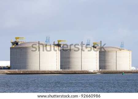 Oil storage tanks in the Rotterdam harbor