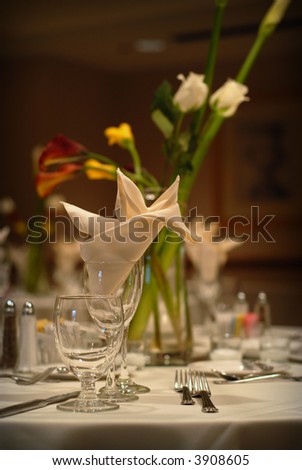 stock photo Elegant wedding table setting at a reception