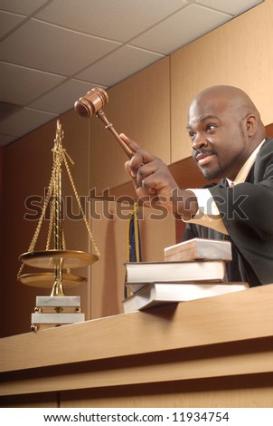 African American judge making a decision in his court