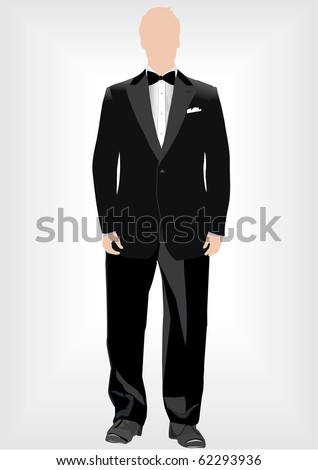stock vector Man in tuxedo with bowtie