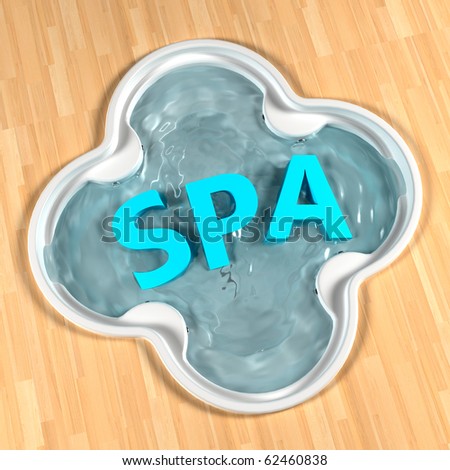 spa logo with bath and blue letters