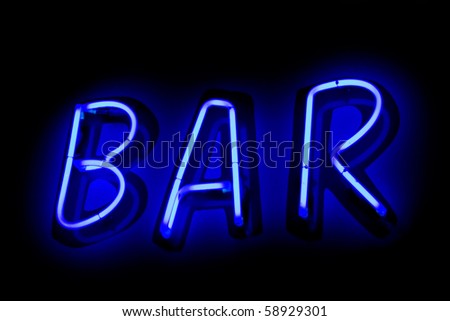 Black And Neon Blue. stock photo : Blue neon sign
