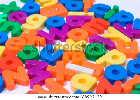 Vibrant numbers and letters isolated on a white background.