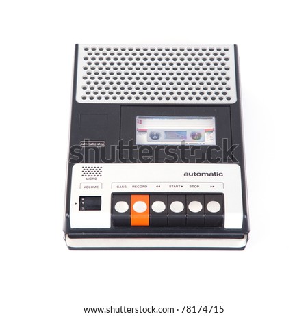 Retro Cassette Tape player and recorder isolated on a white background.