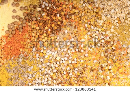 Mix of various grains background