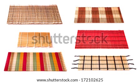 Bamboo scroll napkins on white background