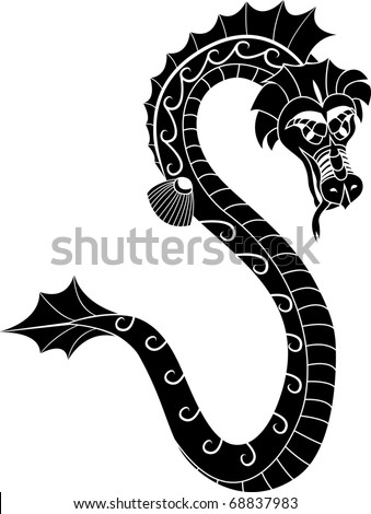 Asian sea dragon stencil