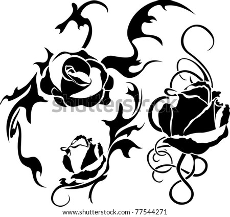 stock vector Rose tattoo set vector illustration for web stencil