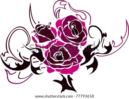 stock vector Rose tattoo vector illustration for web stencil second