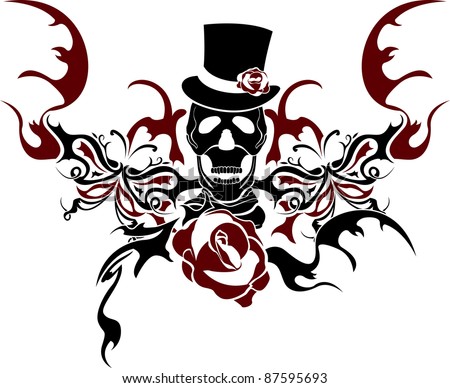 stock-vector-skull-with-butterrfly-and-r