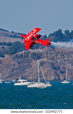 SAN FRANCISCO, CA - OCT 8: Sean D. Tucker demonstrates precision of flying and the highest level of pilot skills during during 2011 San Francisco Fleet Week on October 8, 2011 in San Francisco, CA.