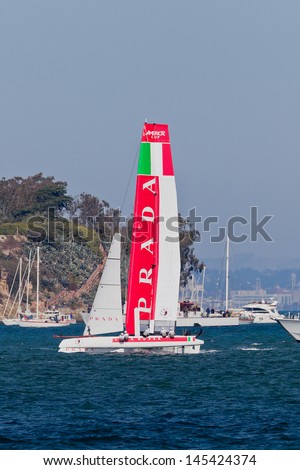 SAN FRANCISCO, CA - OCTOBER 7:  Italian team race in Louis Vuitton Cup part of America\'s Cup World Series on Oct 7, 2012 in San Francisco, CA.