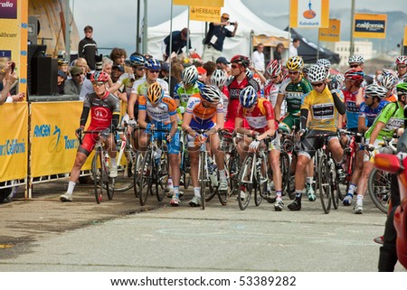 SAN FRANCISCO, CA - MAY 18: Participants in the 2010 Amgen cycling Tour of California.  Stage 3, start  on May 18, 2010 in  San Francisco.