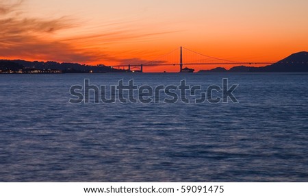 golden gate bridge sunset. Silhouette of Golden Gate