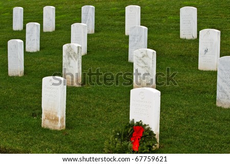SAN BRUNO, CA - DEC 21: The Golden Gate National Cemetery after the wreath-laying event on Dec 21, 2010 in San Bruno. Wreaths Across America, a nonprofit organization, donated and placed wreaths
