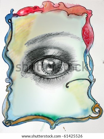 illustrated abstract eye in a frame