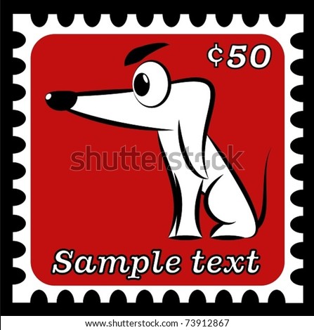 cartoon dog barking. cartoon dog on stamp