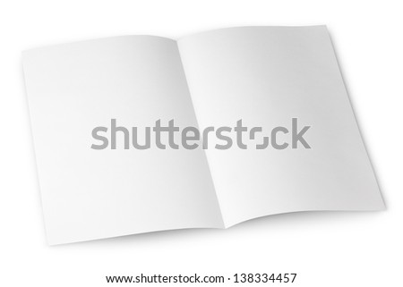 Blank folded flyer isolated on white with clipping path Blank folded flyer isolated on white with clipping path