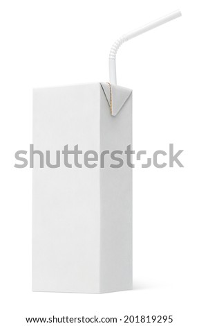 200 ml milk or juice carton package with straw isolated on white 200 ml milk or juice carton package with straw isolated on white