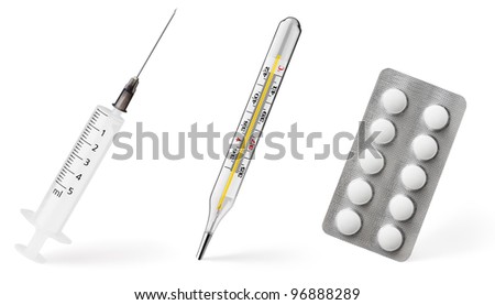 Set of medical objects isolated on white