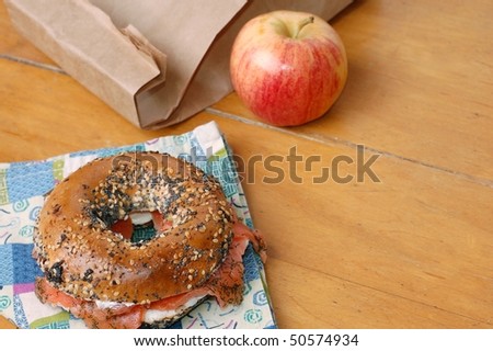 Smoked Salmon Bagel in a Brown Paper Lunch Bag