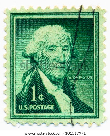 UNITED STATES - CIRCA 1954: A stamp printed in the United States, shows portrait of George Washington (1732-1799) the first  President of the United States, circa 1954
