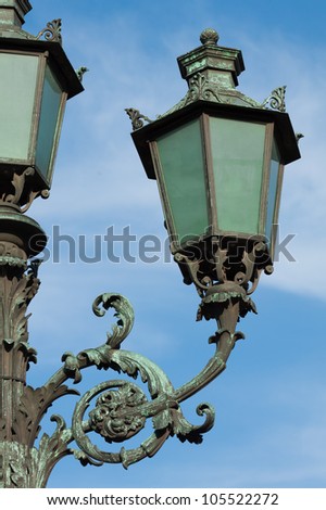 Old style street green lantern