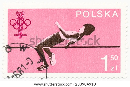 POLAND - CIRCA 1968: A stamp printed in Poland shows high jumper, circa 1968