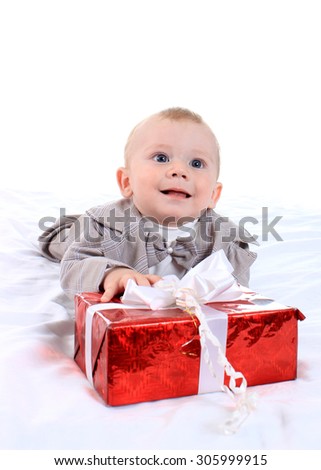 Boy in an interesting outfit gift box
