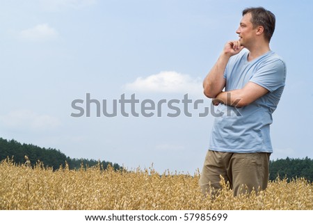 happy strong man resting outdoors