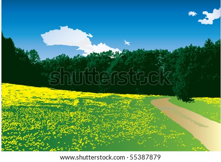 Realistic Landscape Stock Vector Illustration 55387879 : Shutterstock