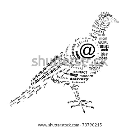 Pictures  Words on Carrier Pigeon Made Of Words Related To Communication Stock Vector