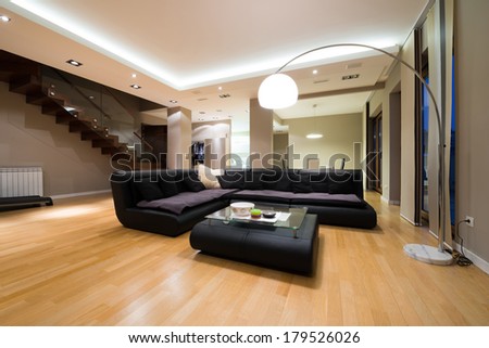 Interior of a luxury spacious living room