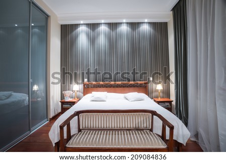 Luxury bedroom interior - evening shot